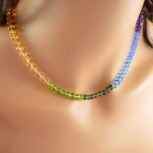 Hand Knotted Rainbow Gemstone Necklace